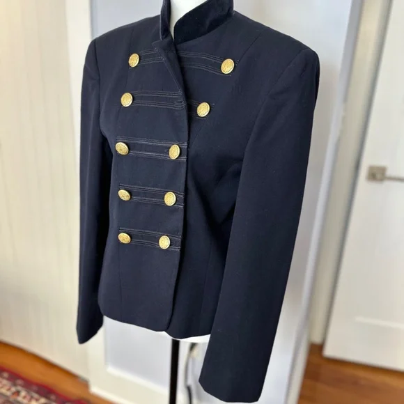 Jones New York Navy Wool double breasted military inspired blazer.  SZ 10 EUC! - Picture 4 of 13